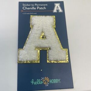 Hello Hobby Chenille Alphabet Patches Bulk Lot White Gold Glitter Varsity GOOD